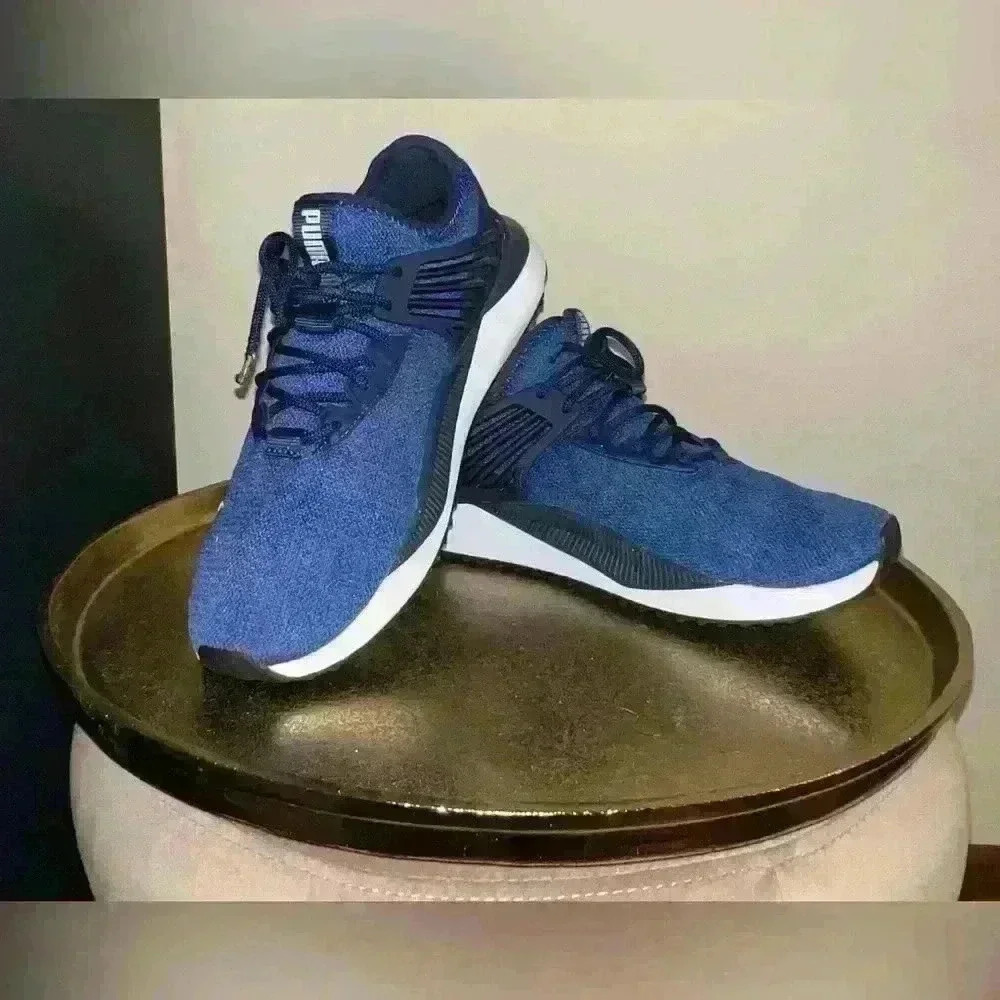 PUMA Pacer Future Knit Training Sneaker in Blue and White